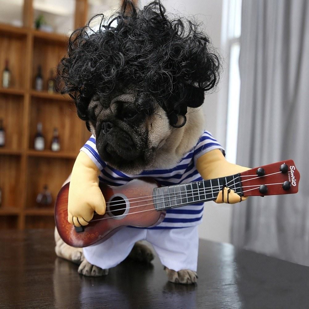 Pet dog guitarist Clothes funny guitar costume Bago play guitar cosplay clothes
