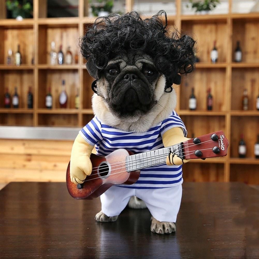 Pet dog guitarist Clothes funny guitar costume Bago play guitar cosplay clothes