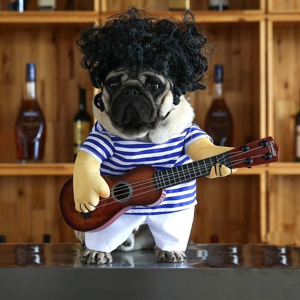 Pet dog guitarist Clothes funny guitar costume Bago play guitar cosplay clothes