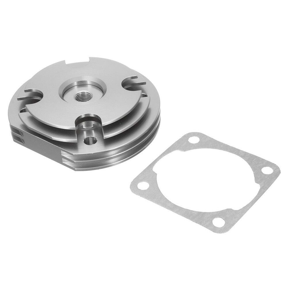 2 Stroke Engine Motorized Bike Cylinder Head + Gasket For 49cc 60cc 66cc 80cc #Blue Silver (silver)