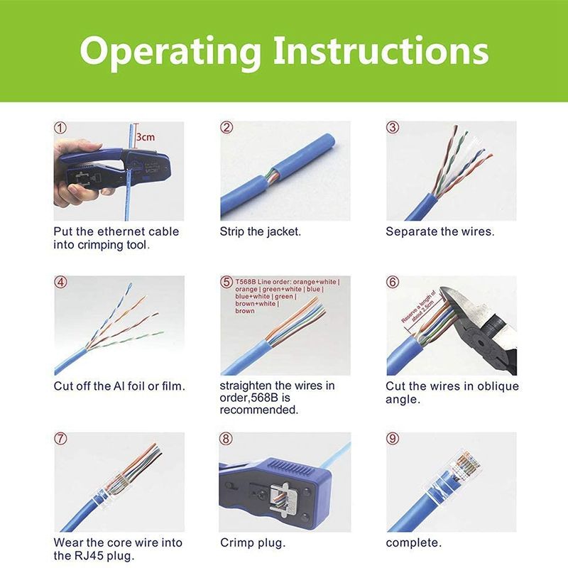 Ethernet RJ45 Pass Through Crimping Tool