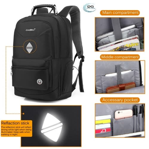 18.4" Waterproof Laptop Backpack - Black