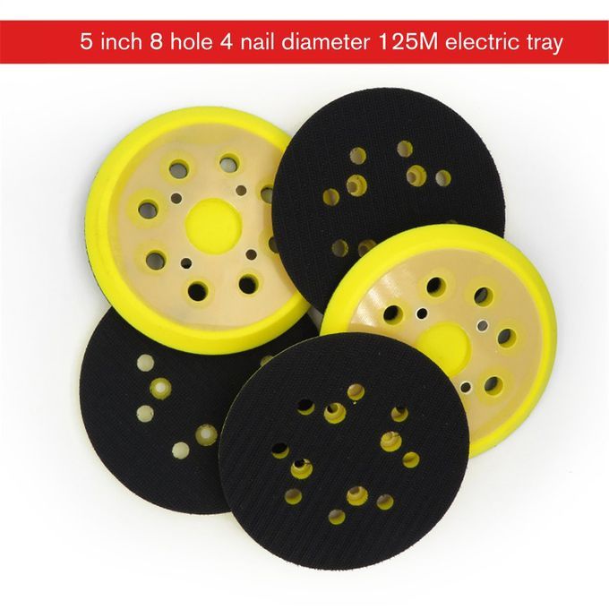 5in 125mm 8-Hole Ba K-up Sanding Pad Hook And Loop Sander Ba King Pad Tool-Yellow-Black-4 Nail