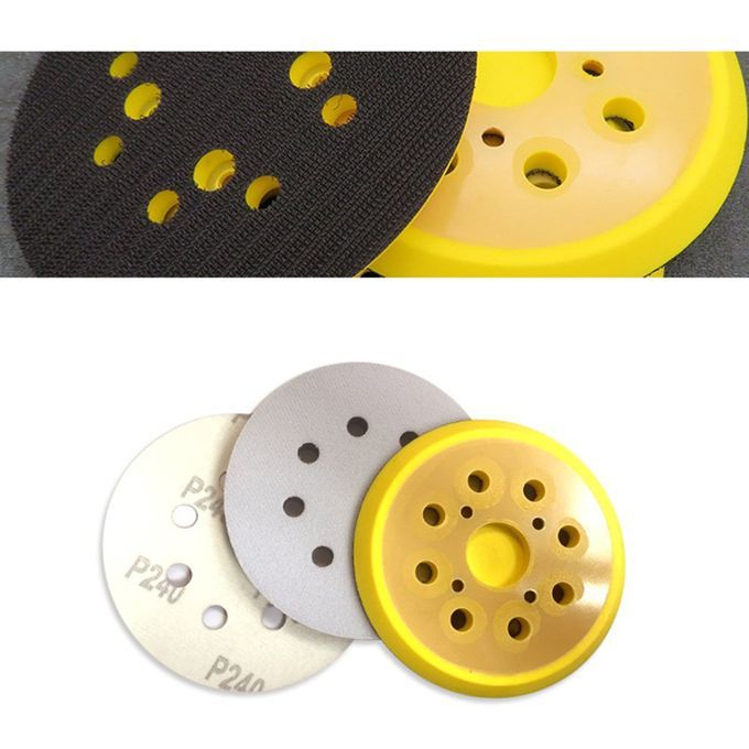 5in 125mm 8-Hole Ba K-up Sanding Pad Hook And Loop Sander Ba King Pad Tool-Yellow-Black-4 Nail