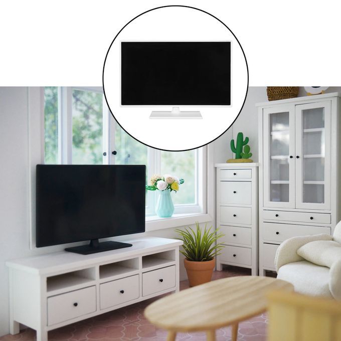 Dollhouse Miniature TV Television LCD Wide Scene 112 16 For White