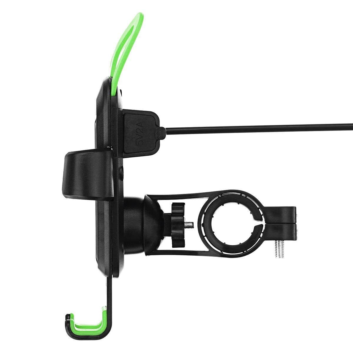 Universal Motorcycle Handlebar Phone Holder USB Charger Gravity Holder Stable Black/Green/Red/Blue Green (green)