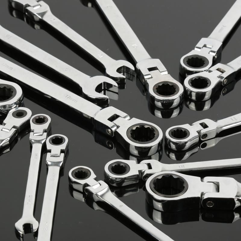 (7mm)Flex-Head Ratchet Wrench Set 6-11mm Tooth Gear Ring Torque Socket Spanner Car Repair Hand Tool Ratchet Combination Metric Wrench