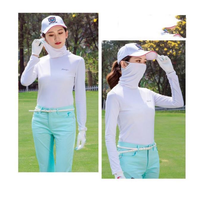 Quick Drying Golf T-shirt For Women Rash Guard Top Long White  M