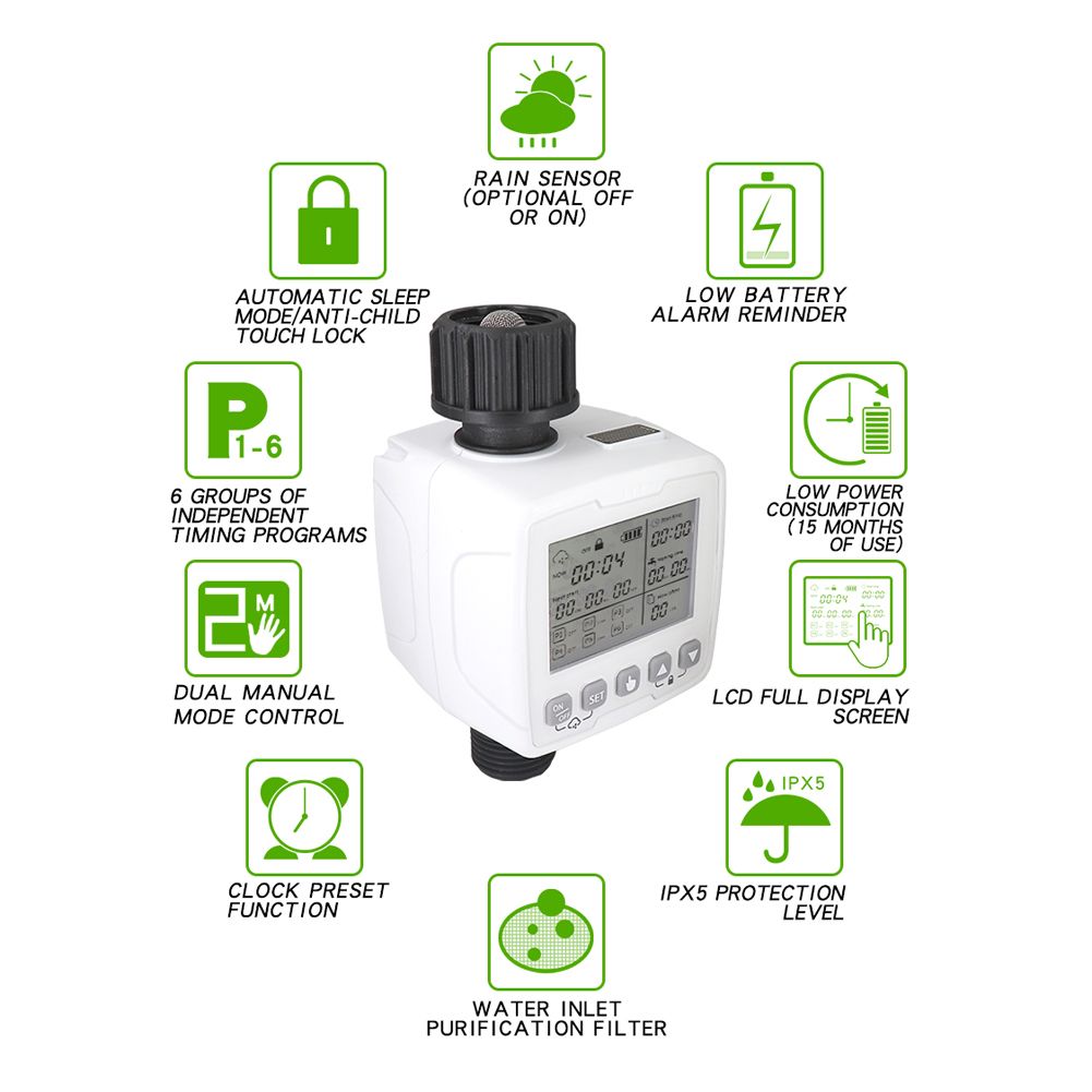Intelligent Auto Irrigation Timer IPX5 Waterproof