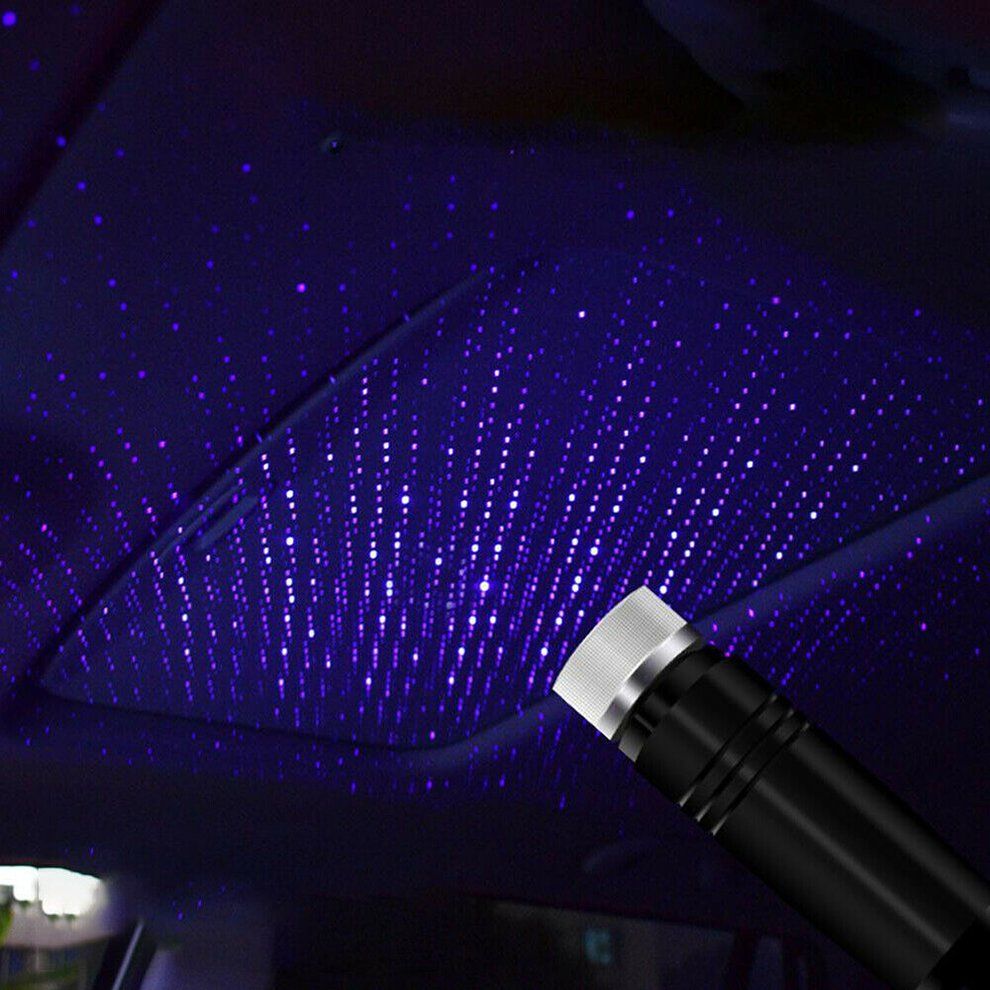 Car Roof Star Night Lights Interior Decorative Light USB LED Laser Projector  With Clouds  Starry Sky  Lighting Effects Blue Purple