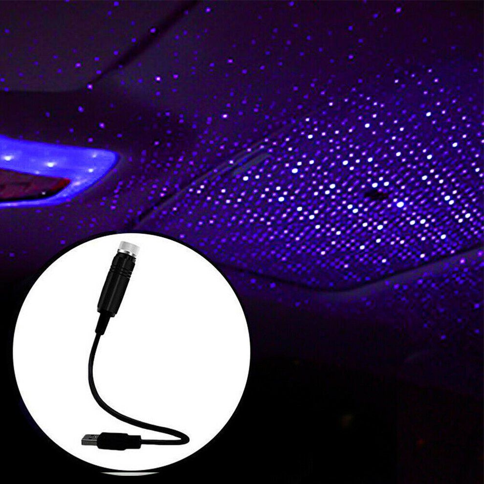Car Roof Star Night Lights Interior Decorative Light USB LED Laser Projector  With Clouds  Starry Sky  Lighting Effects Blue Purple