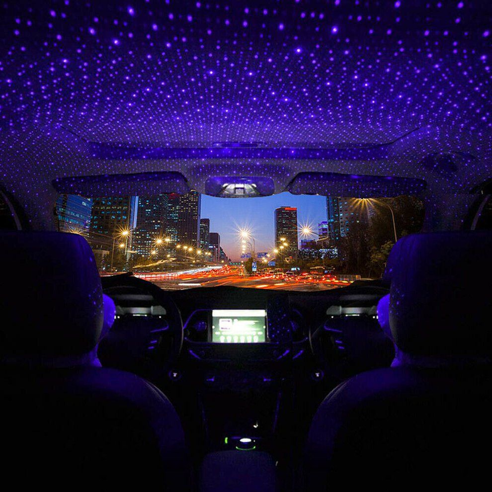 Car Roof Star Night Lights Interior Decorative Light USB LED Laser Projector  With Clouds  Starry Sky  Lighting Effects Blue Purple