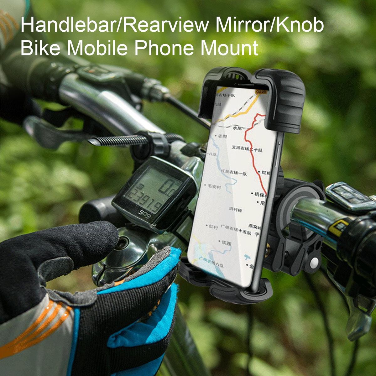 Bike Phone Holder HandlebarRearview MirrorKnob Motorbike Cell Phone Mount