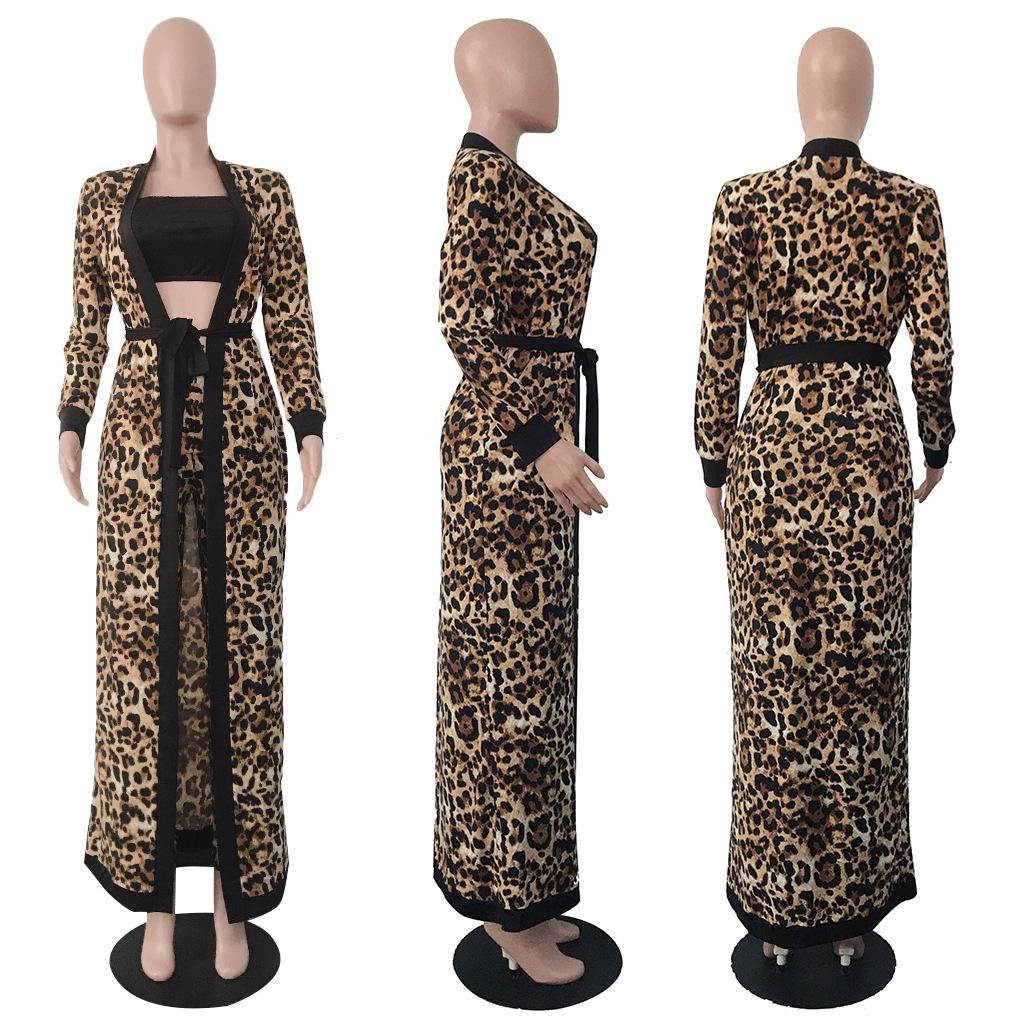 2018 Winter Sexy Leopard Print Three Piece Set