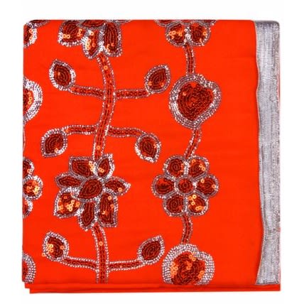 Indian Plain And Pattern Fabric - Orange - 5 Yards