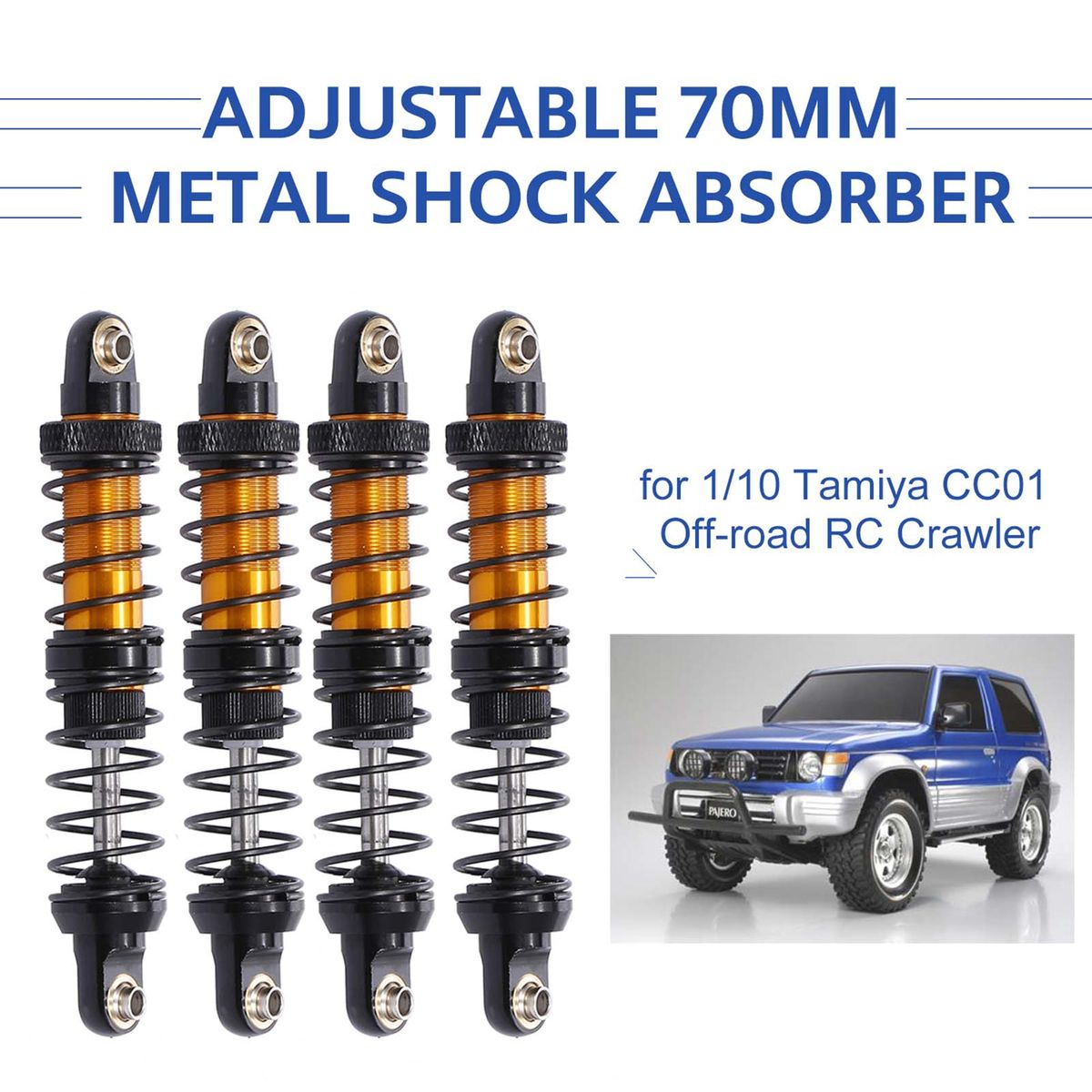 4pcs Adjustable 70mm Metal Shock Absorber Damper For 1/10