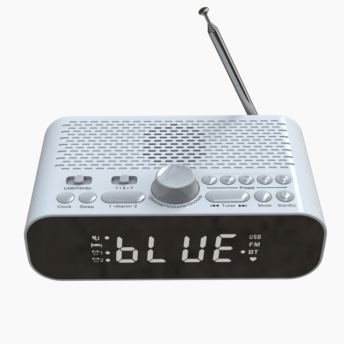Bedside FM Clock Radio With Bluetooth Speaker