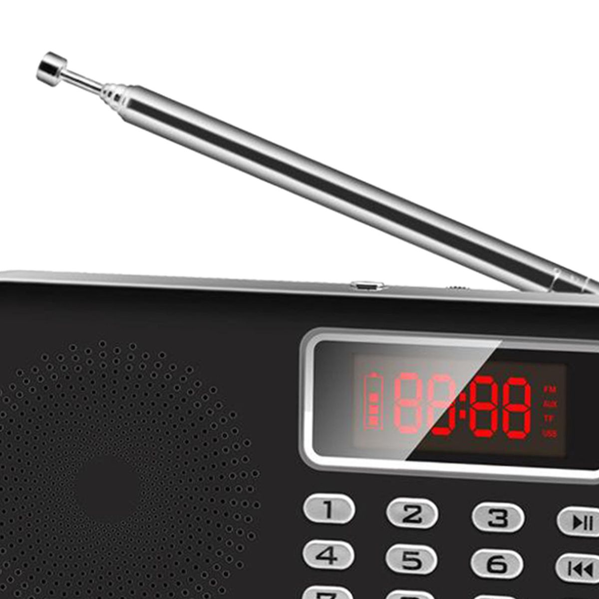 Mini Digital AM FM Radio AUX Music MP3 Player USB TF Card LED Black