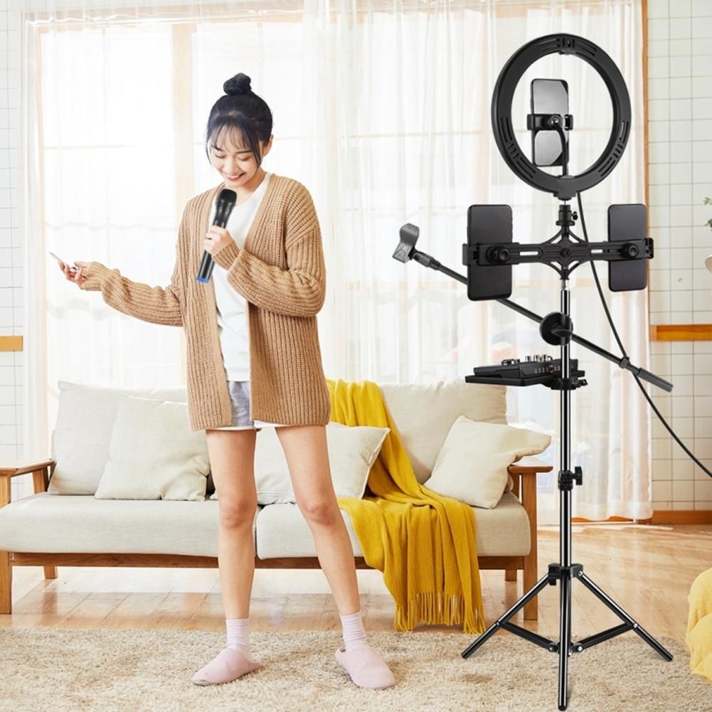 Sound Card Tray Phone Holder Microphone Stand with Phone Clip Suitable for Live Tripod Bracket Accessories- 16.5X22Cm