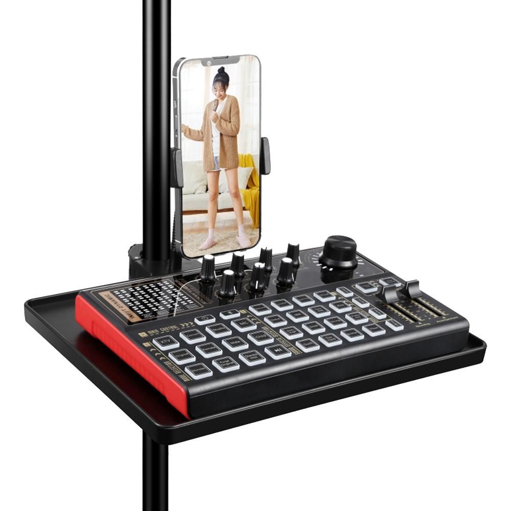 Sound Card Tray Phone Holder Microphone Stand with Phone Clip Suitable for Live Tripod Bracket Accessories- 16.5X22Cm