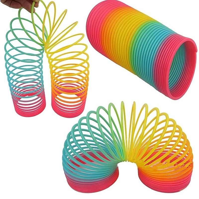 Color Rainbow Circle Funny Magic Toys Early Development Educational Folding Plastic Spring Coil Children Creative Magical Toys