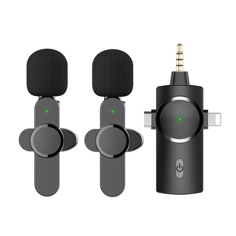 3-in-1 Wireless Lavalier Microphone Recording Lapel Microphone For IPhone Smartphones Camera YouTube TikTok Live Video Mini Mic