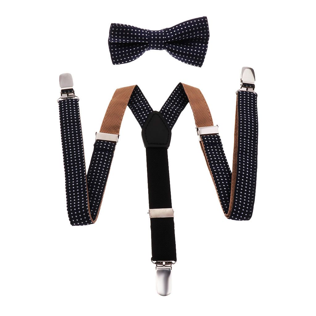 Kids Suspenders Bowtie Set Navy