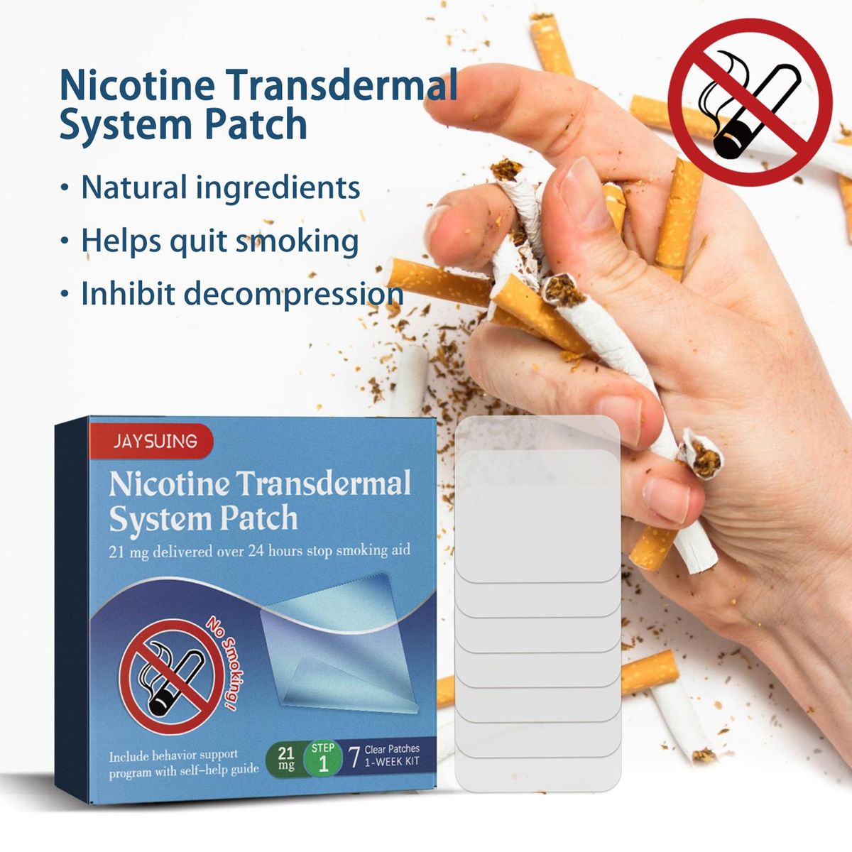 Jaysuing 7pcs/Box Quit Smoke Plaster Stop Smoking Patches Natural Herbal Anti-Smoking Patch for Men Women Quit Smoke Plaster