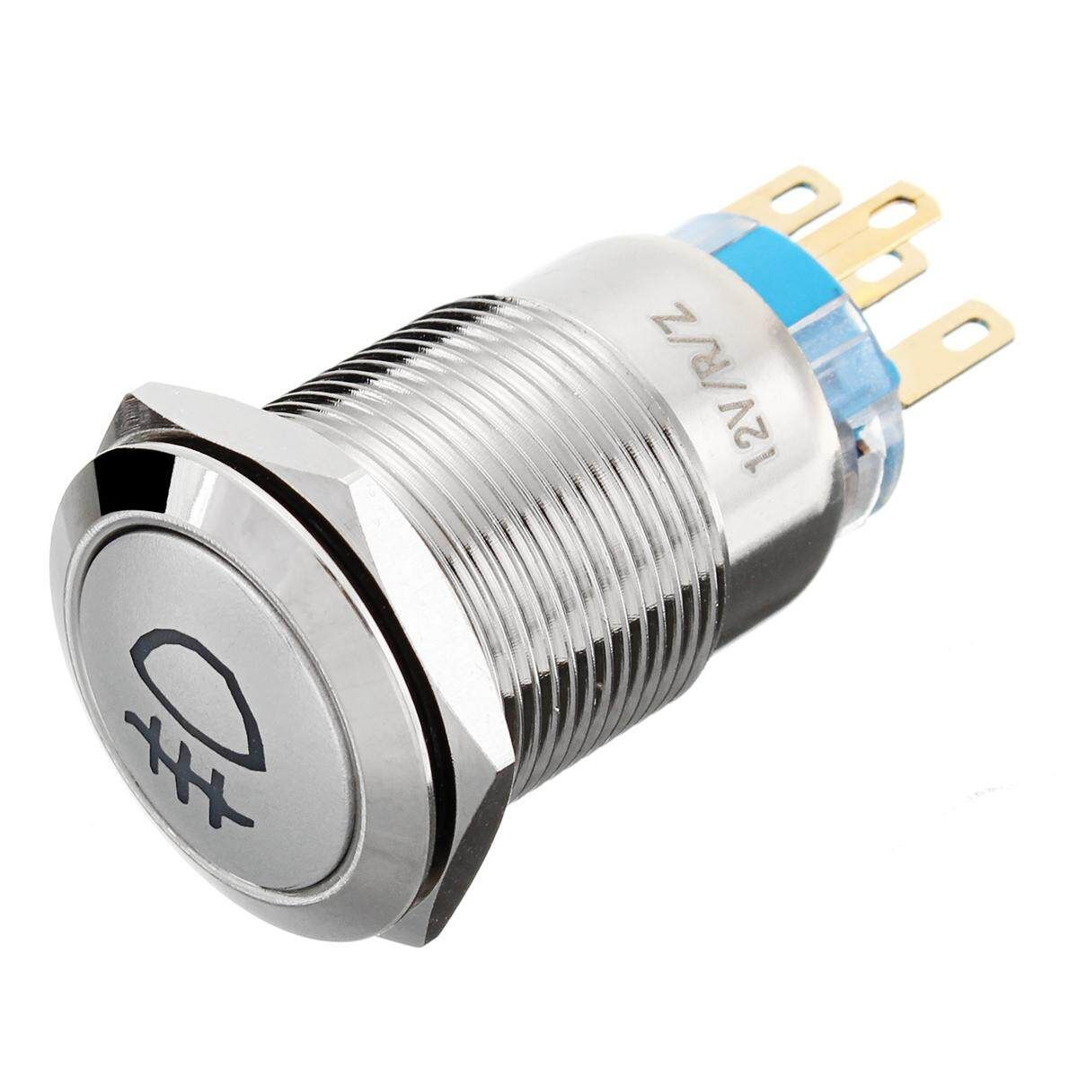 Details About Durable 19mm Car Push Gray Latching Button Housing Red Fog Light LED Switch