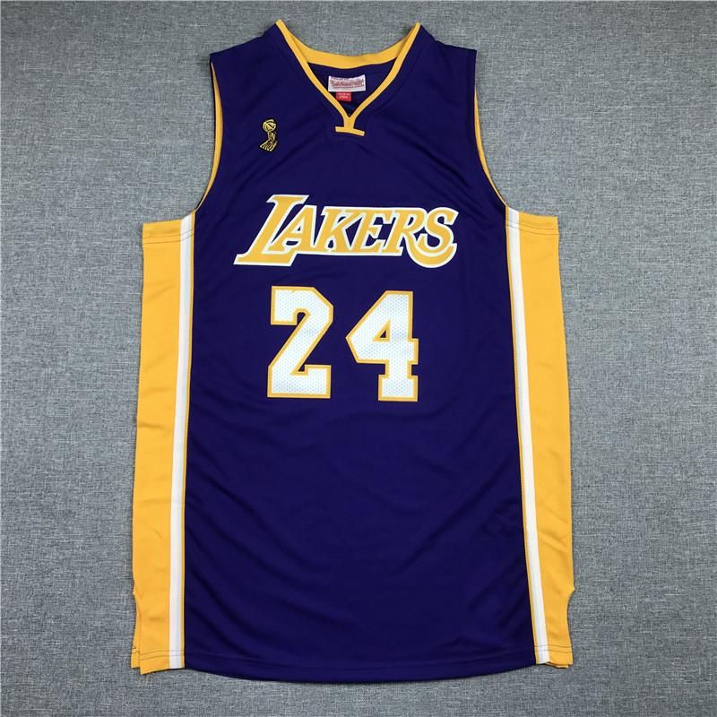 Kobe Bryant lakers 24 violet gold basketball jersey men's pullenV mesh breathable sports vest