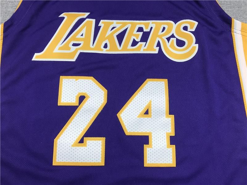 Kobe Bryant lakers 24 violet gold basketball jersey men's pullenV mesh breathable sports vest