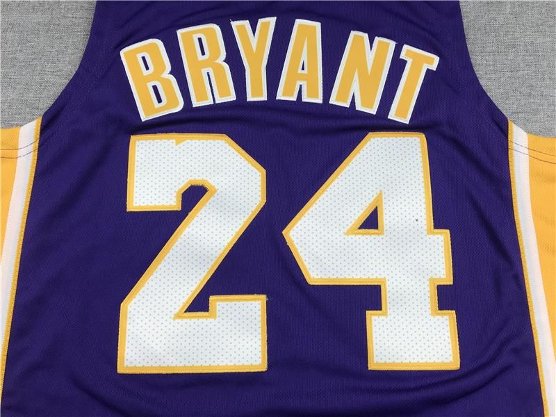 Kobe Bryant lakers 24 violet gold basketball jersey men's pullenV mesh breathable sports vest