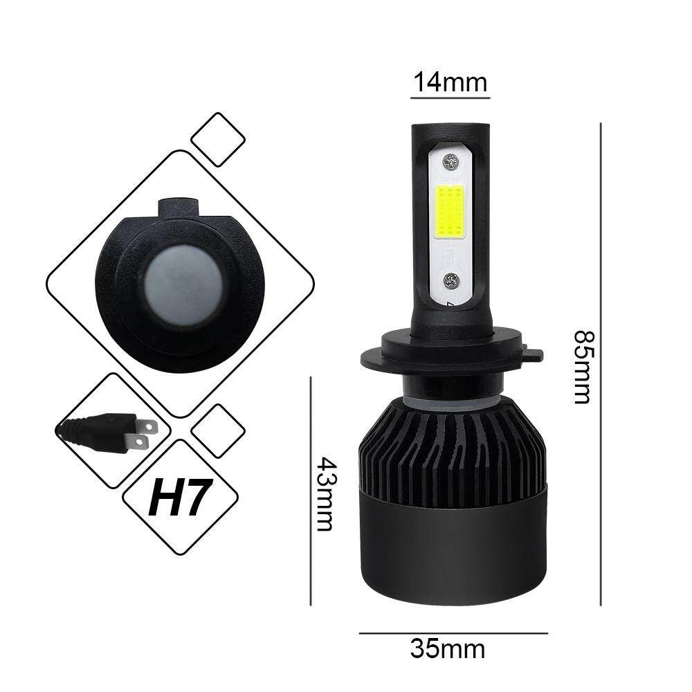 2x 500W 80000LM 6500K H7 Car COB LED Conversion Headlight Replace Haloge Bulb KIT H7