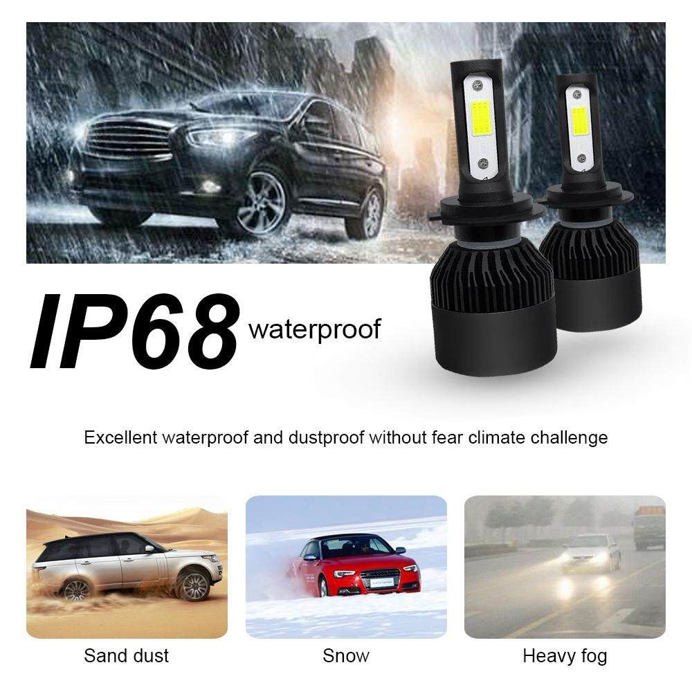 2x 500W 80000LM 6500K H7 Car COB LED Conversion Headlight Replace Haloge Bulb KIT H7