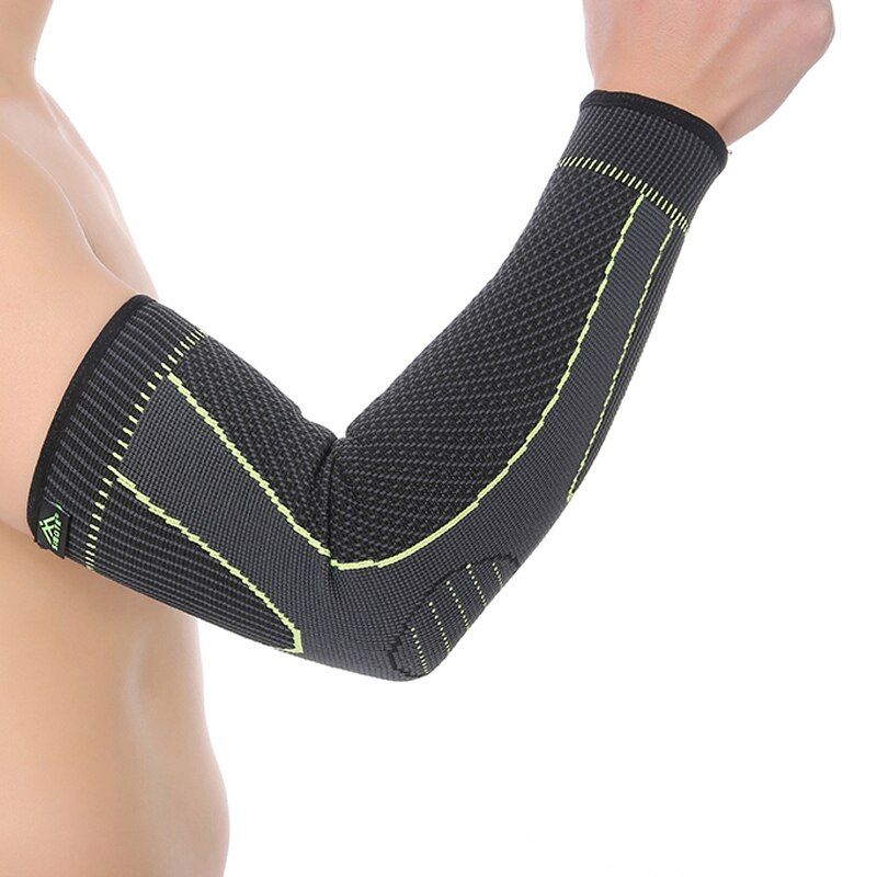 New Style Simple Elasticity Sports Ty Series Green Stripe Elbow Pad Armguards  ST2577