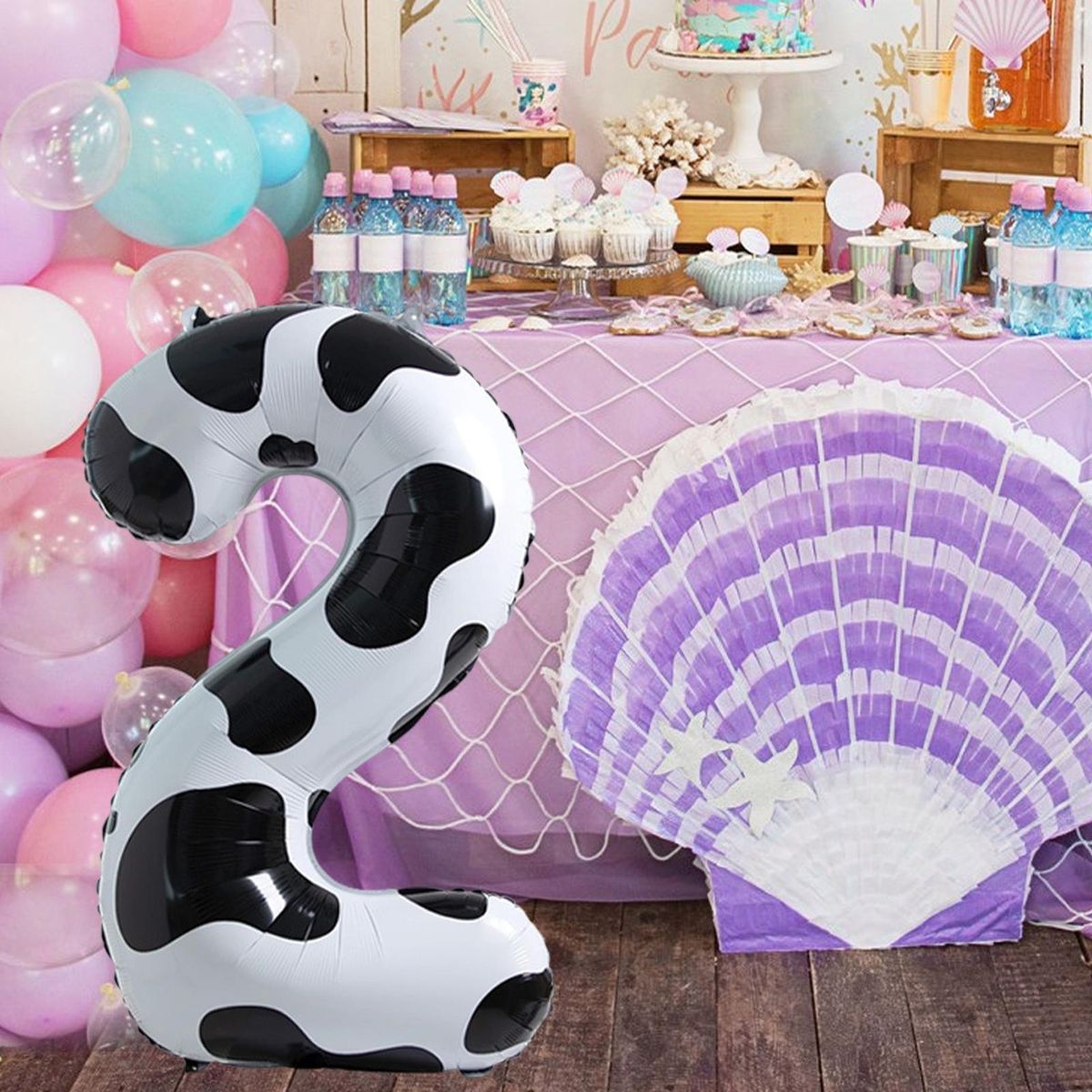 Deflatable Cow Balloon Whimsical Cow Number Balloon Fun Foldable Baby