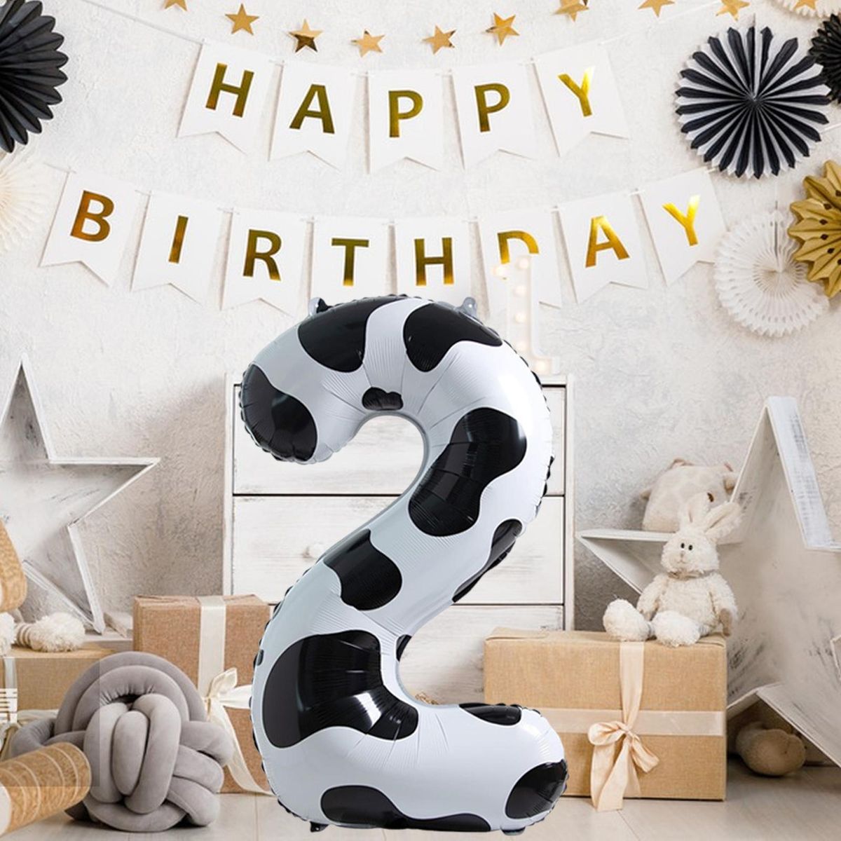 Deflatable Cow Balloon Whimsical Cow Number Balloon Fun Foldable Baby