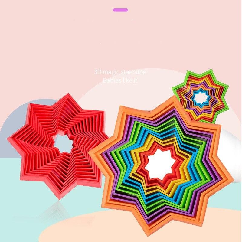6pcs Funny 3D Magic Star Block Children's Puzzle Toy Multi-functional Spiral Miniature Cubes Fidget Educational Gifts