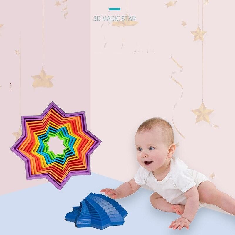 6pcs Funny 3D Magic Star Block Children's Puzzle Toy Multi-functional Spiral Miniature Cubes Fidget Educational Gifts