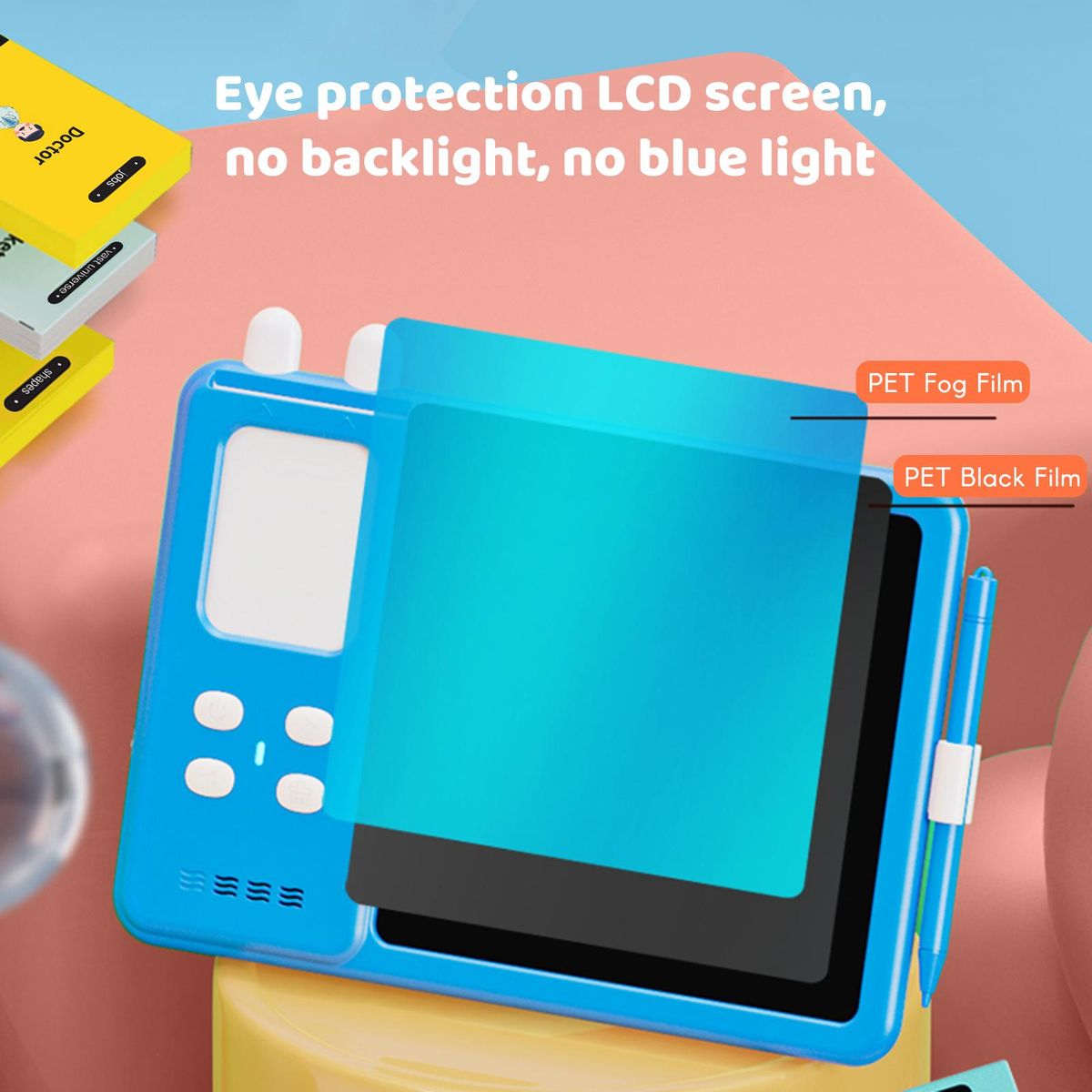 Talking Flash Cards Writing Tablet 2 in 1 Educational Child LCD Drawing Board Autism Sensory Speech Therapy Toddler Talking Flash Cards Drawing Tablet for Kids with 224 Sight Words Blue