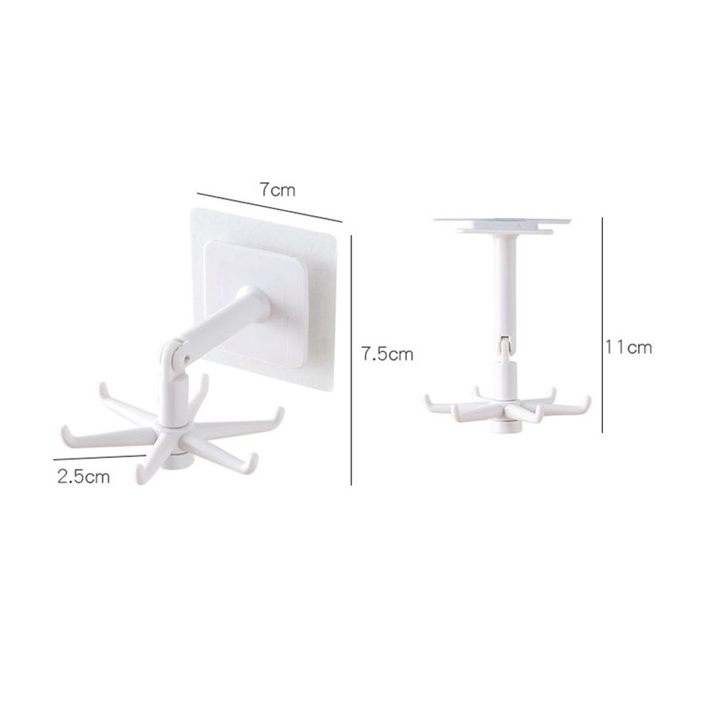3 X Under Shelf Rotating Hook Holder Kitchen Cabinet White 3pcs