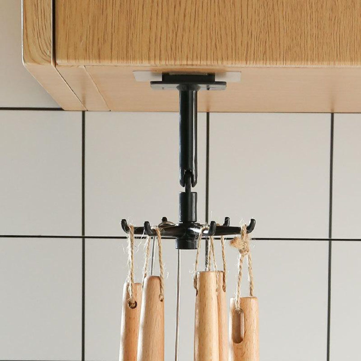 3 X Under Shelf Rotating Hook Holder Kitchen Cabinet White 3pcs