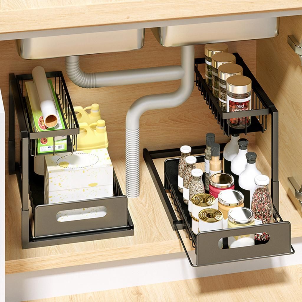 Slide Out Storage Shelves Cosmetics  Rack Pantry Storage For