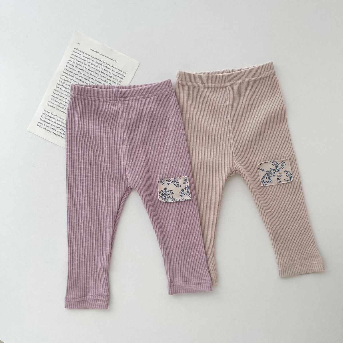 Ins Pop Korean Style Spring and Autumn Baby Girl Baby Fashion Patch Sunken Stripe Leggings Pencil Pants