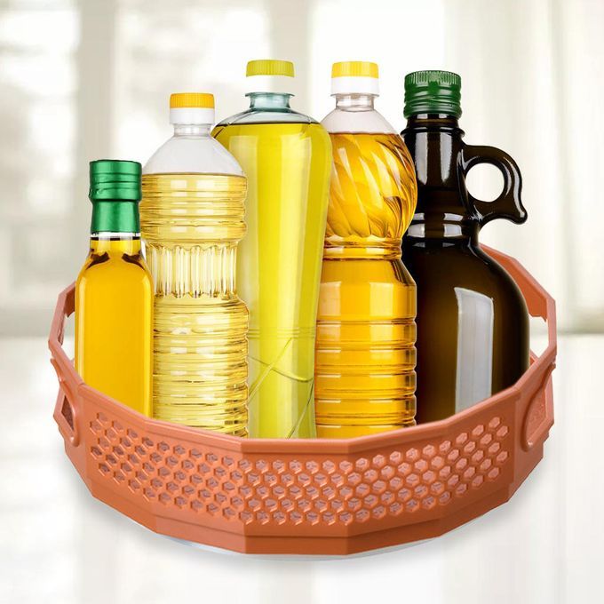 Round 360 Rotating Spice Rack Storage Tray Table Top Food Orange L