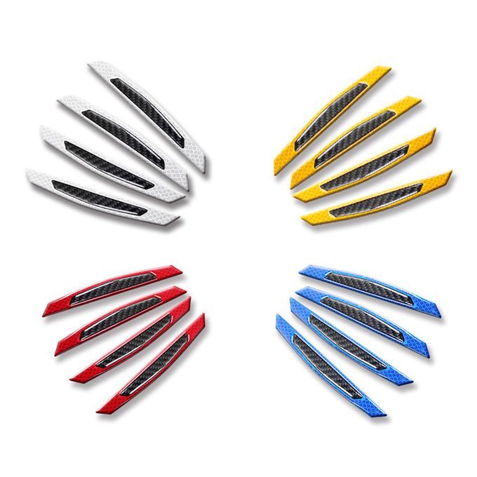 4Pcs Carbon Fiber Reflective Car Door Anti-Scratch-White