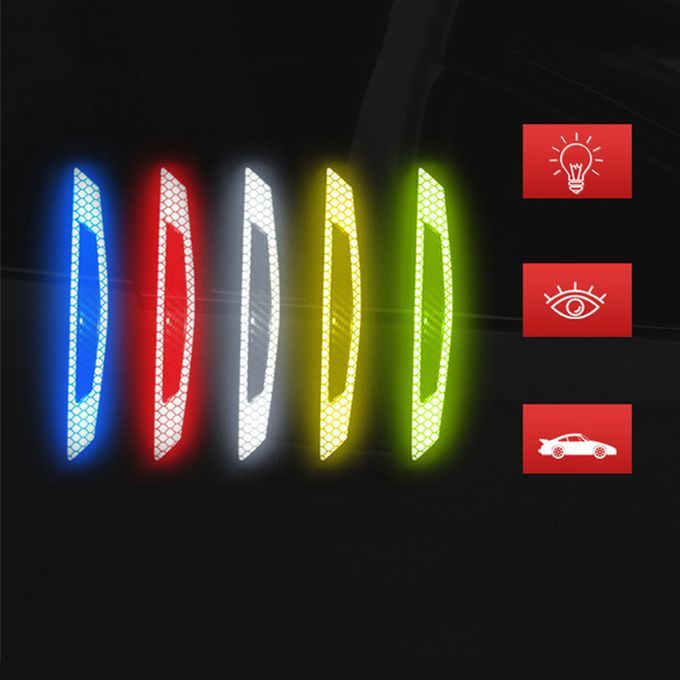 4Pcs Carbon Fiber Reflective Car Door Anti-Scratch-White