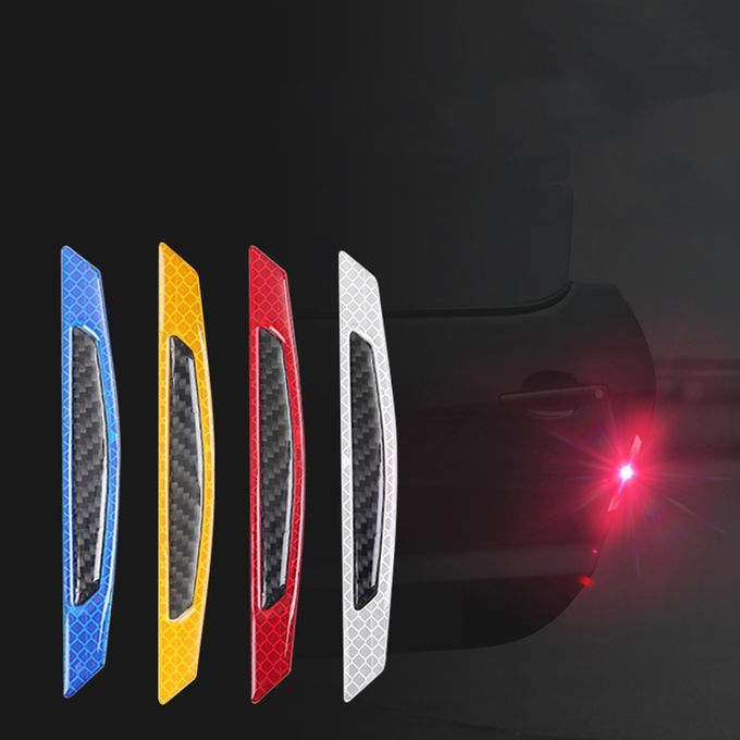 4Pcs Carbon Fiber Reflective Car Door Anti-Scratch-White
