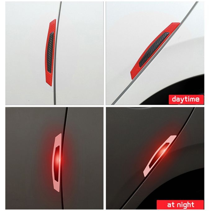 4Pcs Carbon Fiber Reflective Car Door Anti-Scratch-White