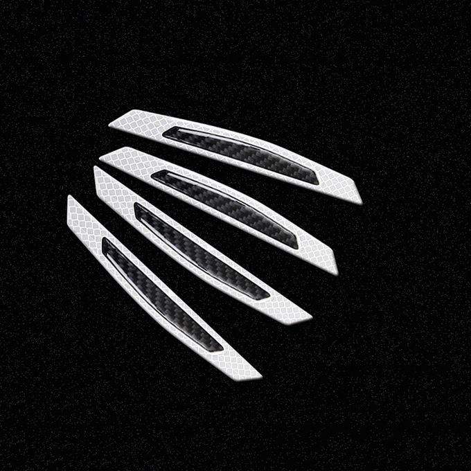 4Pcs Carbon Fiber Reflective Car Door Anti-Scratch-White